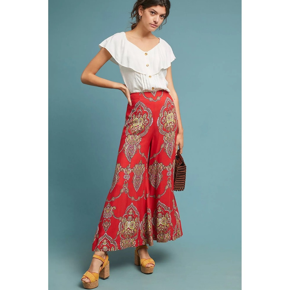 Anthropologie Manon Wide Leg Pants High Rise Boho Size 6